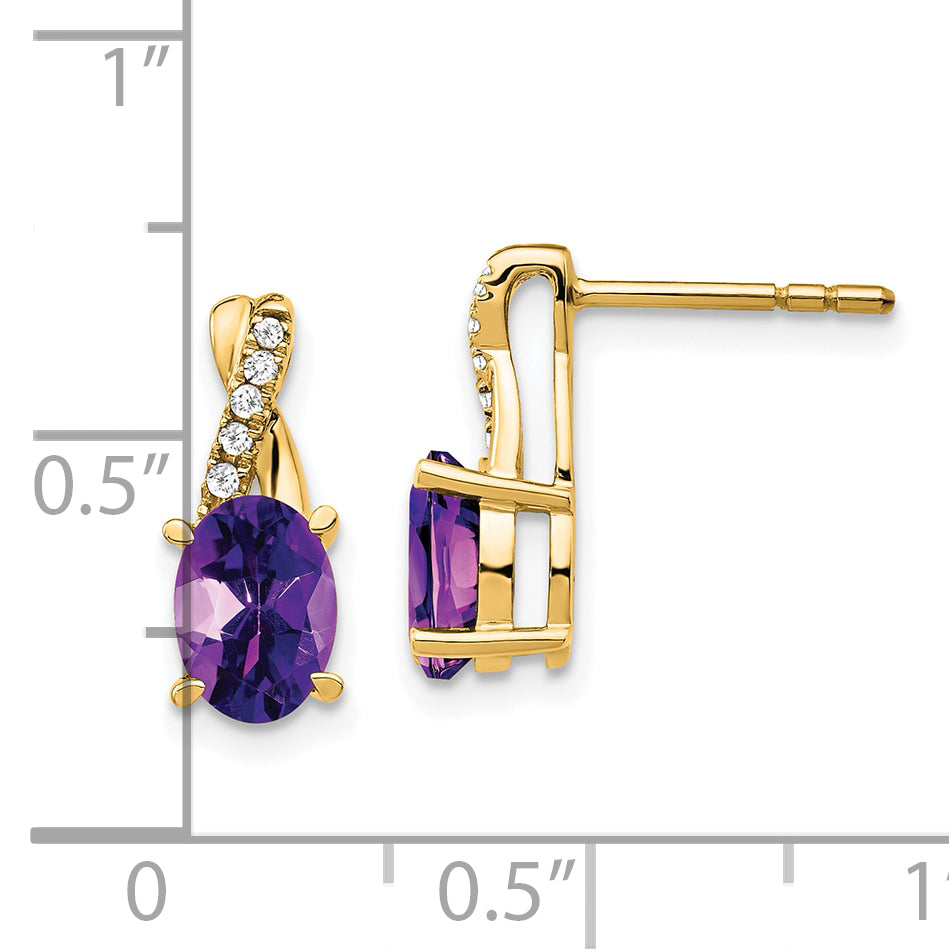 10k Amethyst and Diamond Earrings