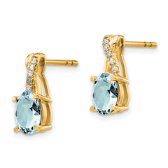 10k Aquamarine and Diamond Earrings