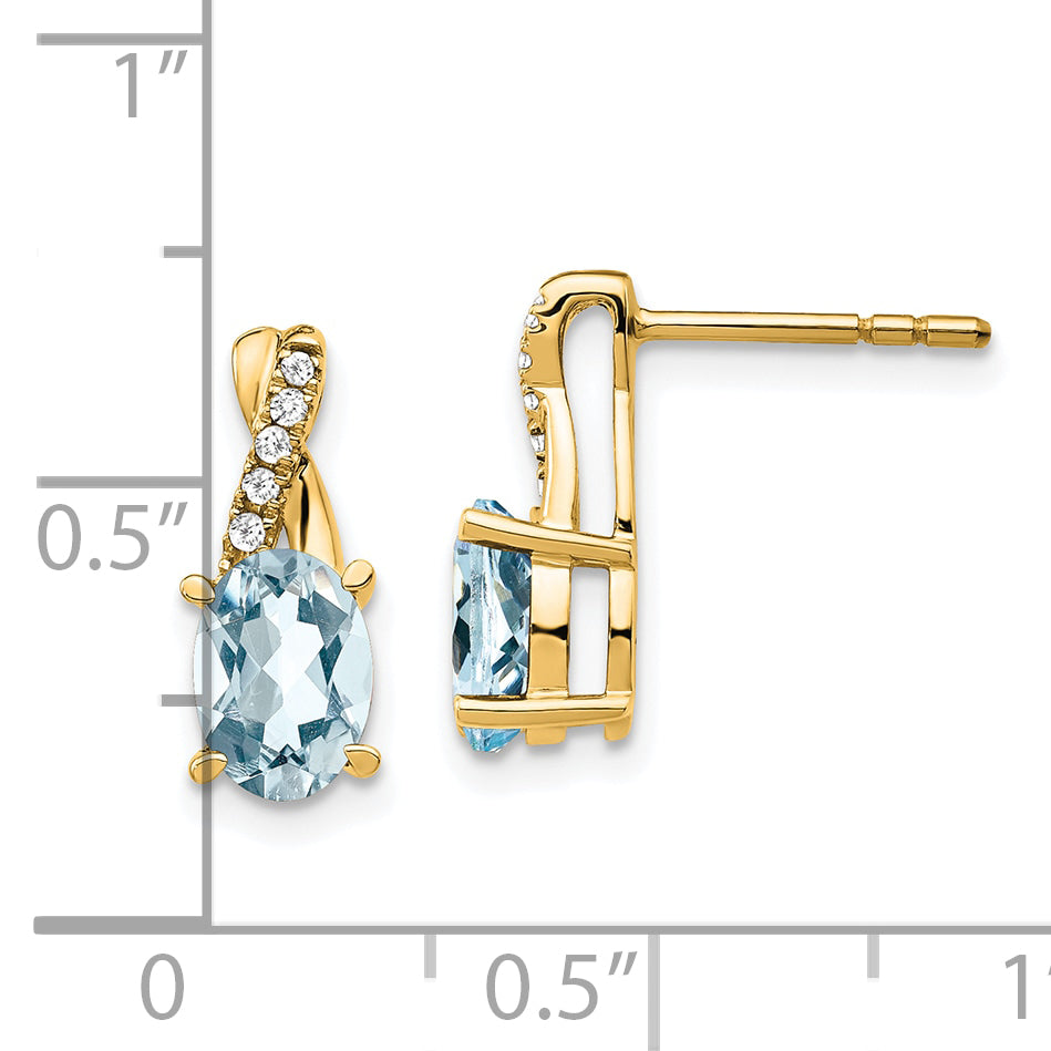 10k Aquamarine and Diamond Earrings