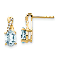 10k Aquamarine and Diamond Earrings