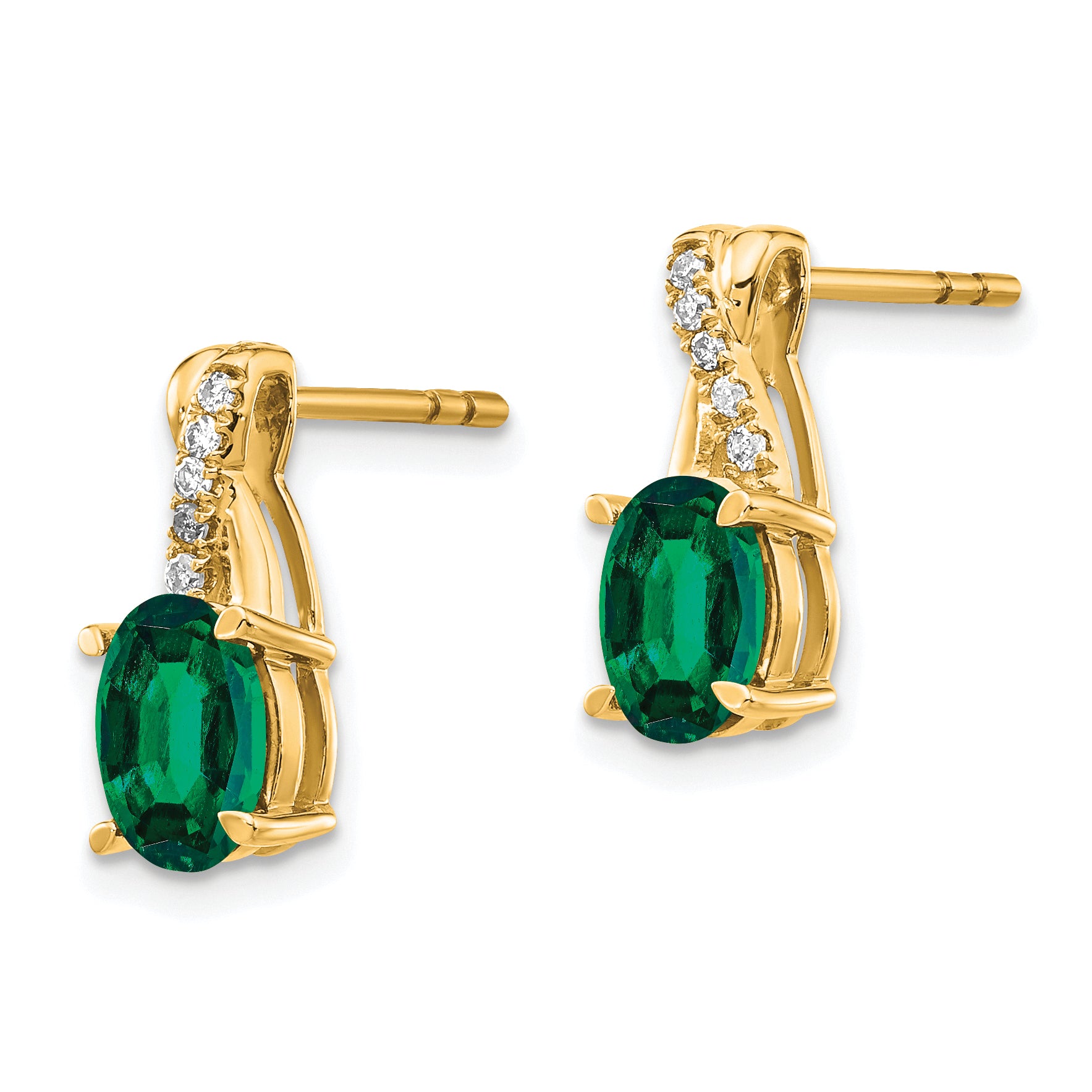 10k Created Emerald and Diamond Earrings