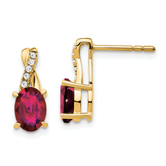 10k Created Ruby and Diamond Earrings