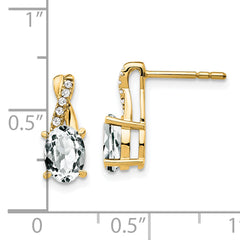 10k White Topaz and Diamond Earrings