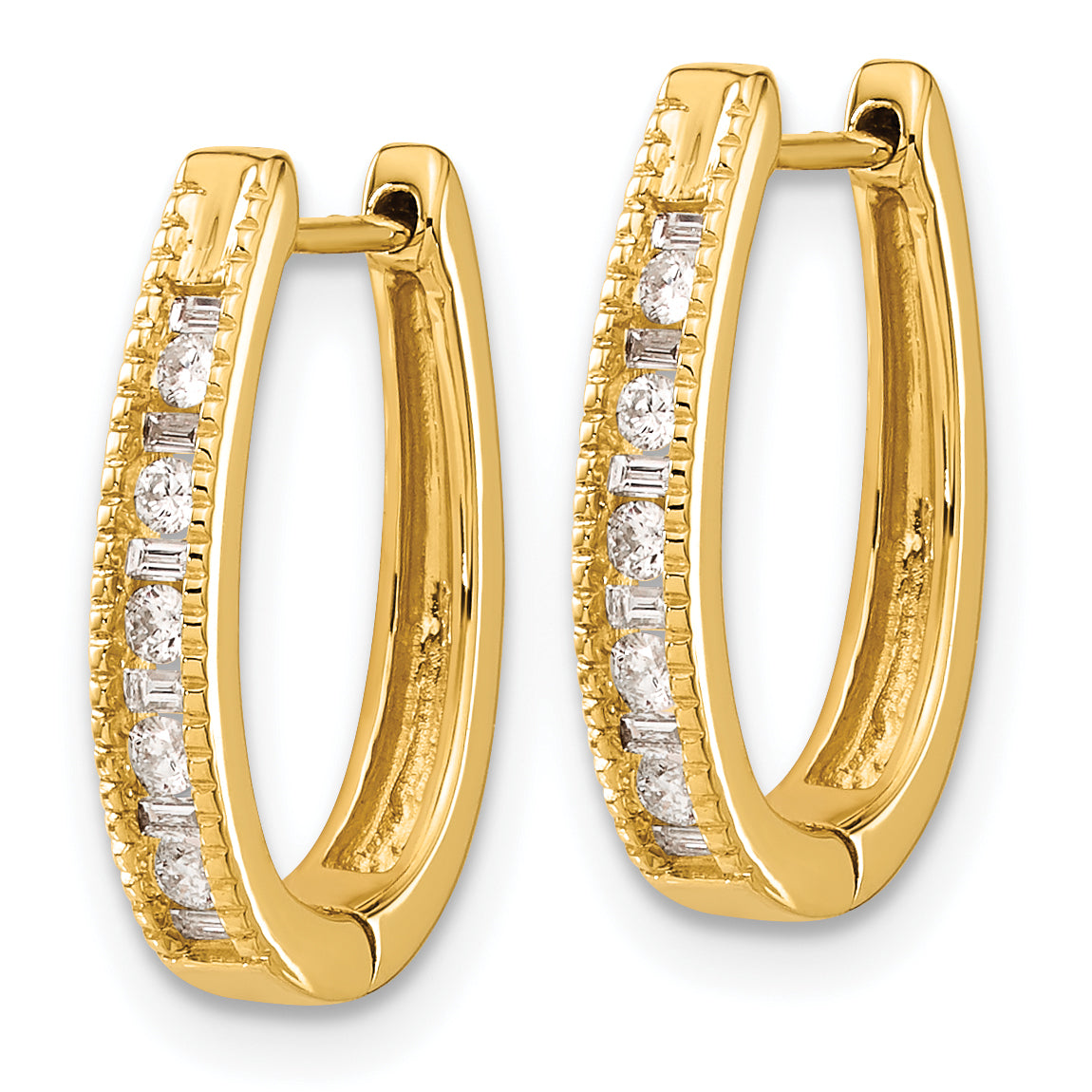 10k Diamond Oval Hinged Hoop Earrings