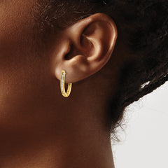 10k Diamond Oval Hinged Hoop Earrings