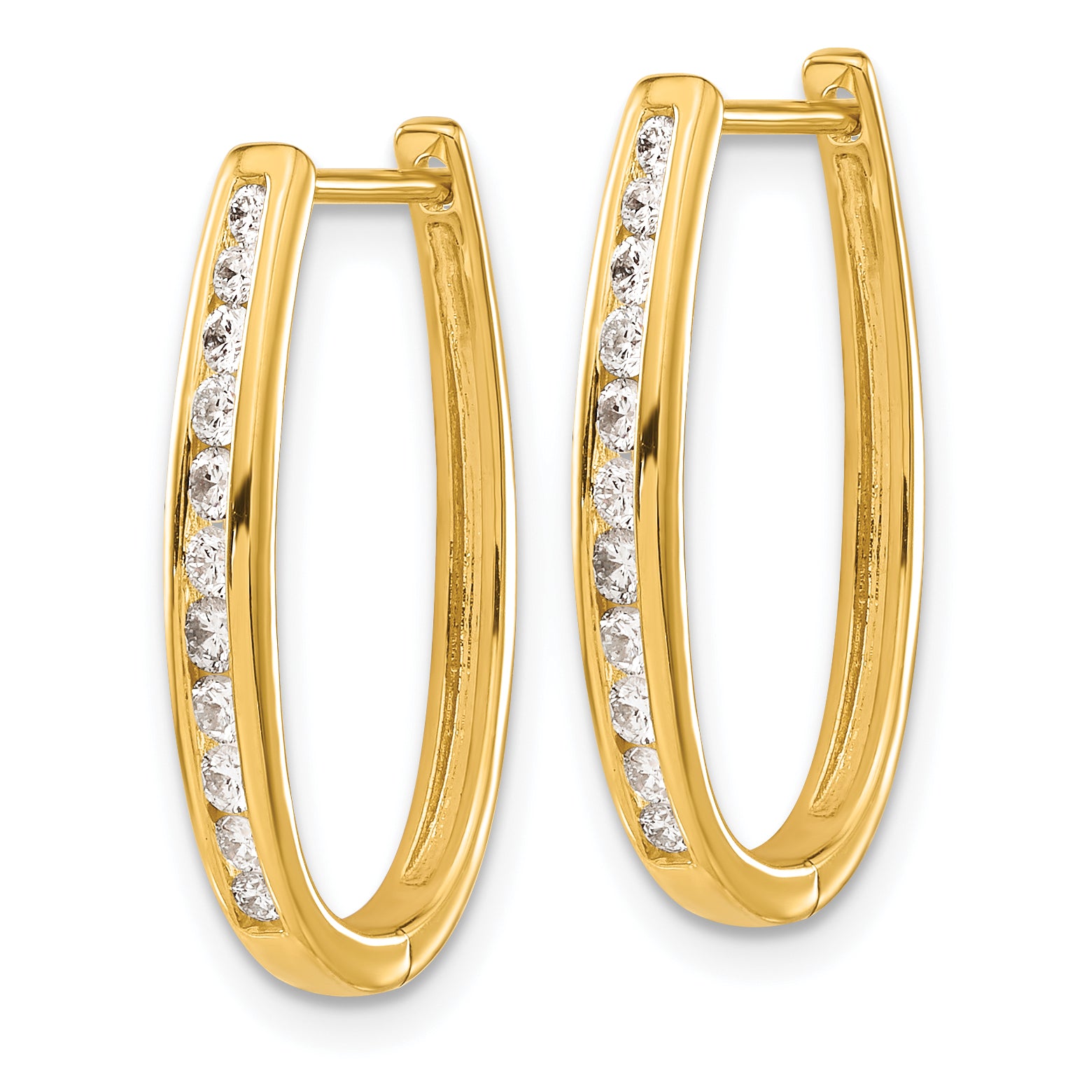 10k Diamond Oval Hinged Hoop Earrings