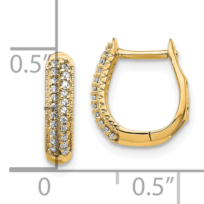 10k Polished Diamond Hinged Hoop Earrings