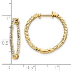 10k Gold Polished Diamond In/Out Hinged Hoop Earrings