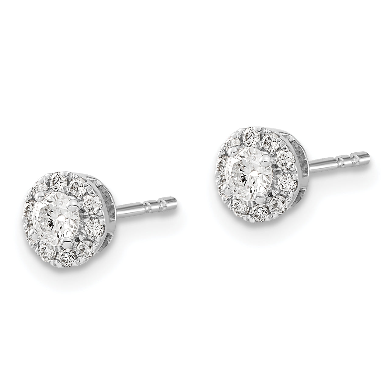 14K White Gold Lab Grown Diamond Cluster Post Earrings