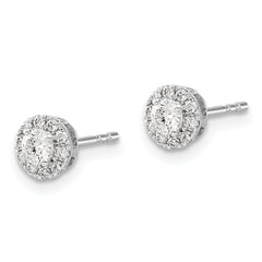 14K White Gold Lab Grown Diamond Cluster Post Earrings