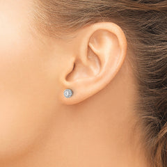 14K White Gold Lab Grown Diamond Cluster Post Earrings