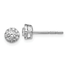 14K White Gold Lab Grown Diamond Cluster Post Earrings