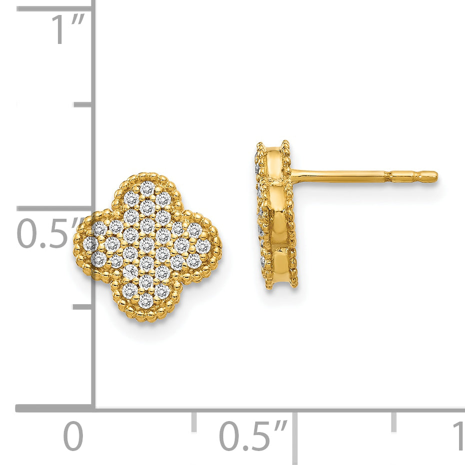10k Diamond Quatrefoil Post Earrings
