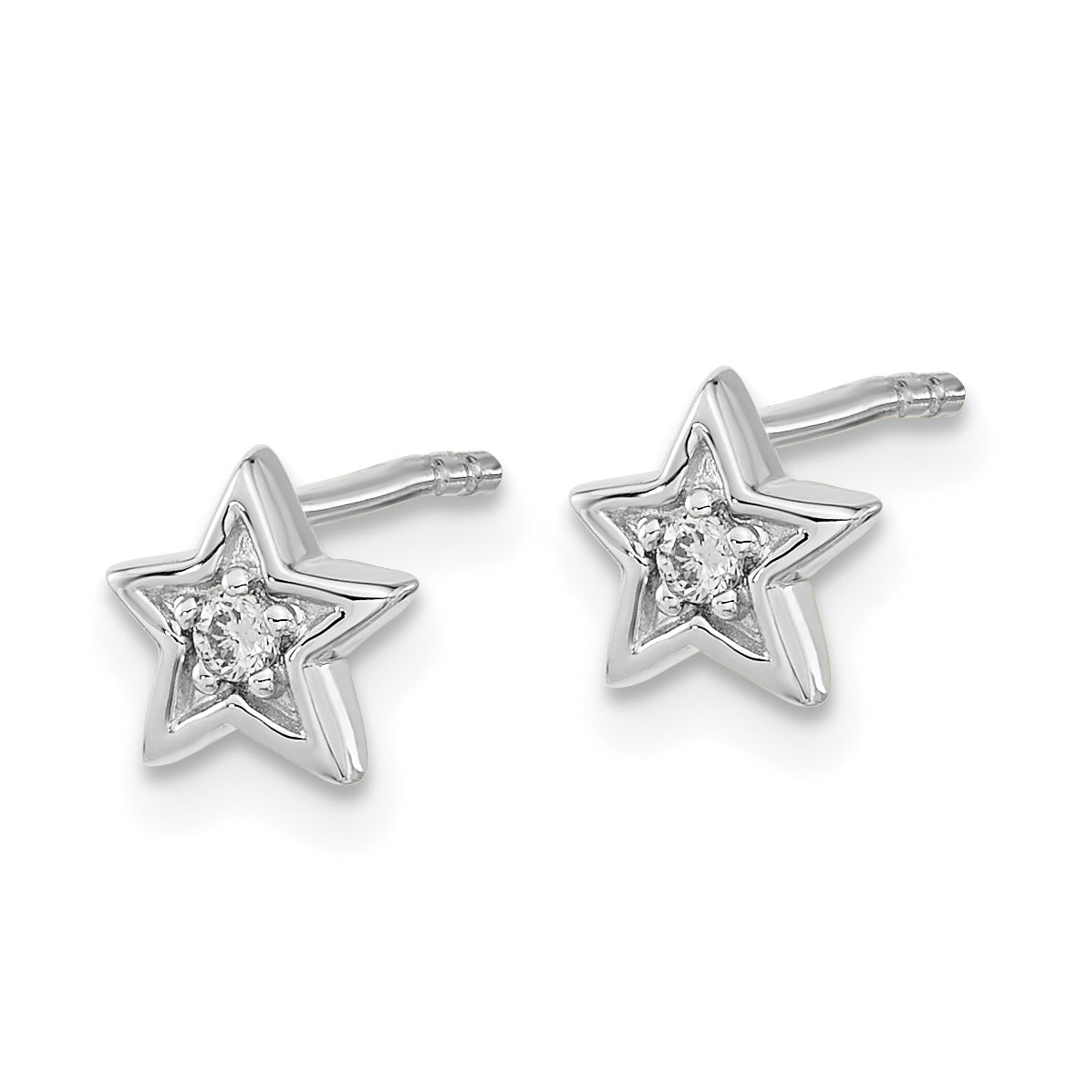 14k White Gold Diamond Star Post Earrings