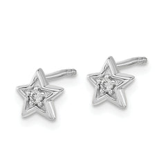 14k White Gold Diamond Star Post Earrings