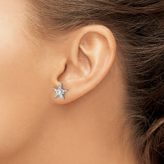 14k White Gold Diamond Star Shaped Earrings