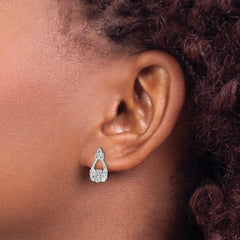 14k White Gold Diamond Claddagh Post Earrings