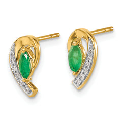 10k 1/20Ct Diamond and Emerald Earrings