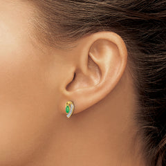 10k 1/20Ct Diamond and Emerald Earrings