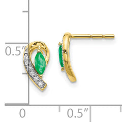 10k 1/20Ct Diamond and Emerald Earrings