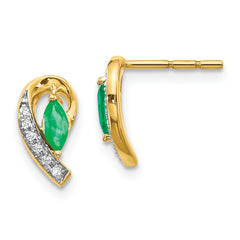 10k 1/20Ct Diamond and Emerald Earrings