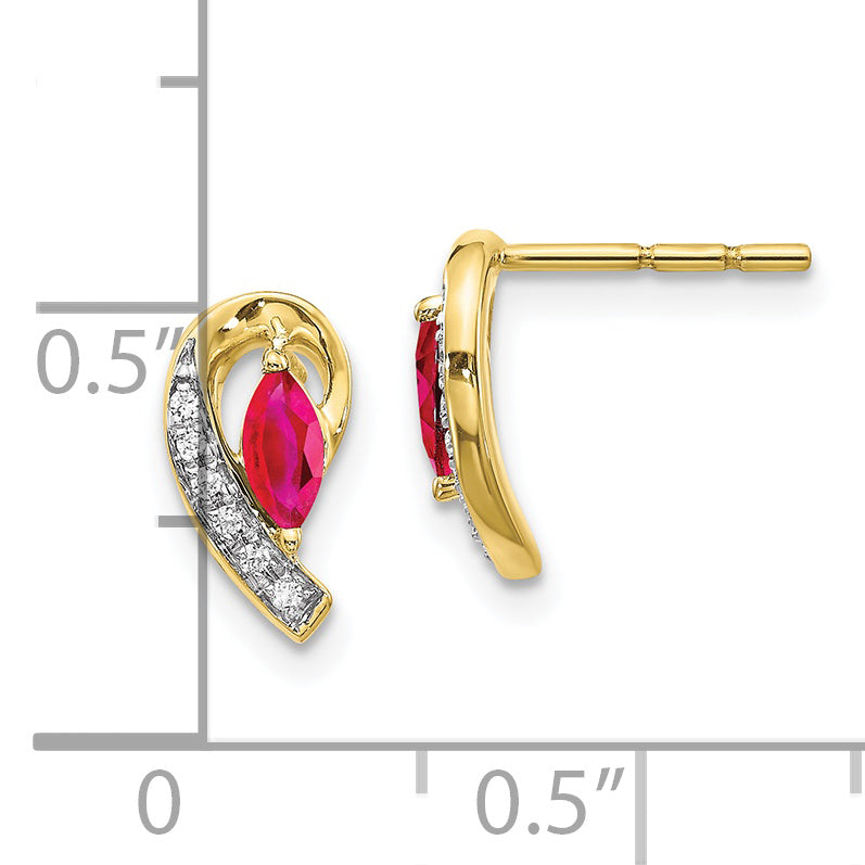 10k Diamond and Ruby Earrings