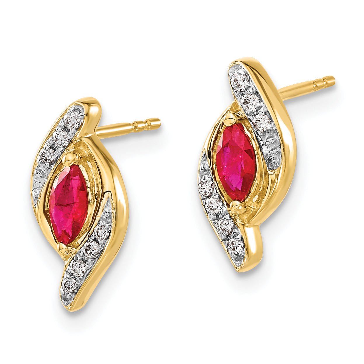 10k Diamond and Ruby Earrings