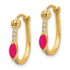 10k 1/20ct Diamond and Ruby Hinged Hoop Earrings