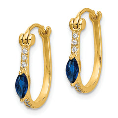 10k 1/20ct Diamond and Sapphire Hinged Hoop Earrings