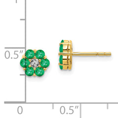 10k and Rhodium Emerald and Diamond Post Earrings