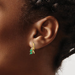 10k Diamond and Pear Emerald Floral Post Earrings