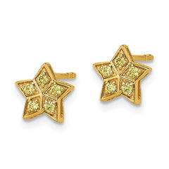 14k Yellow Gold Yellow Sapphire Star Post Earrings