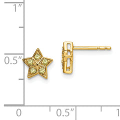 14k Yellow Gold Yellow Sapphire Star Post Earrings