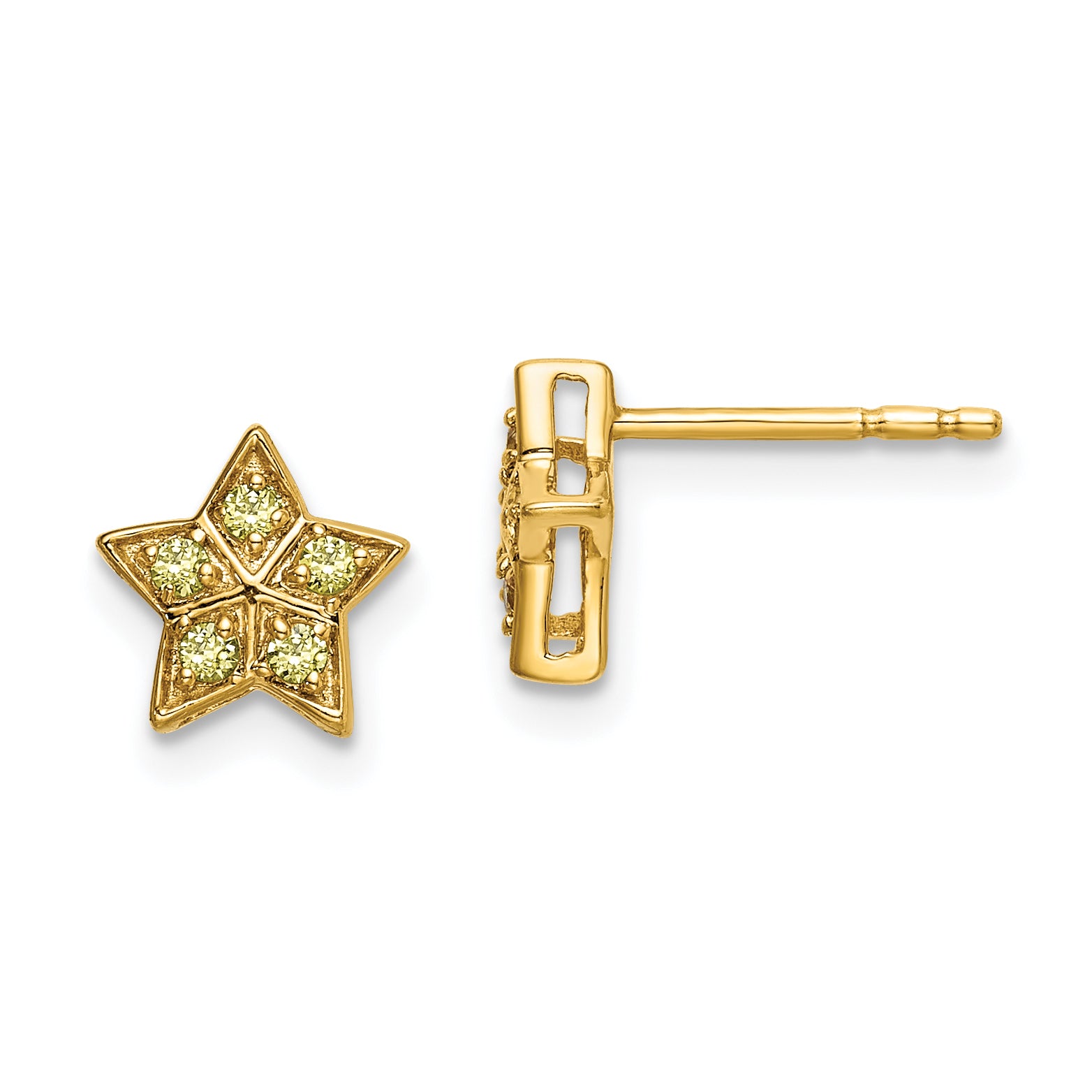 14k Yellow Gold Yellow Sapphire Star Post Earrings