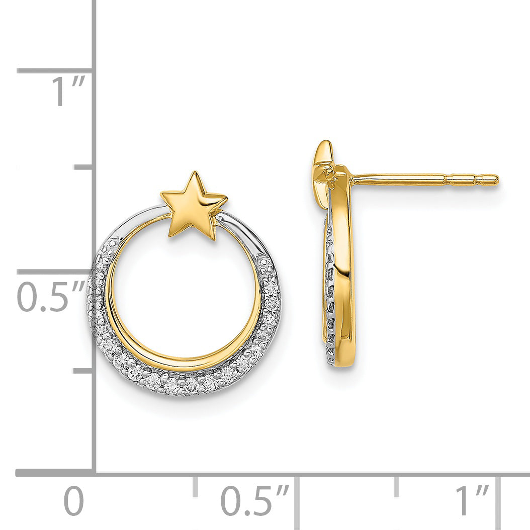 14k Polished Moon and Stars Diamond Post Earrings