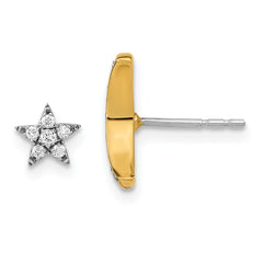 14k Two-tone Moon andStar Diamond Mis-match Post Earrings