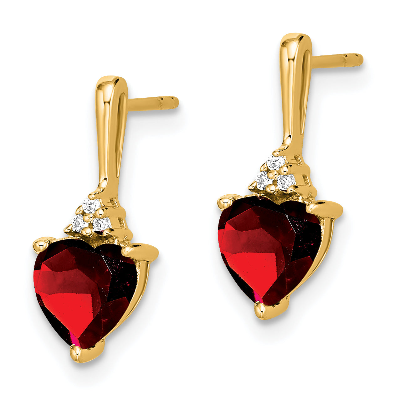 10k Garnet and Diamond Heart Earrings