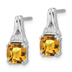 10k White Gold Citrine and Diamond Earrings