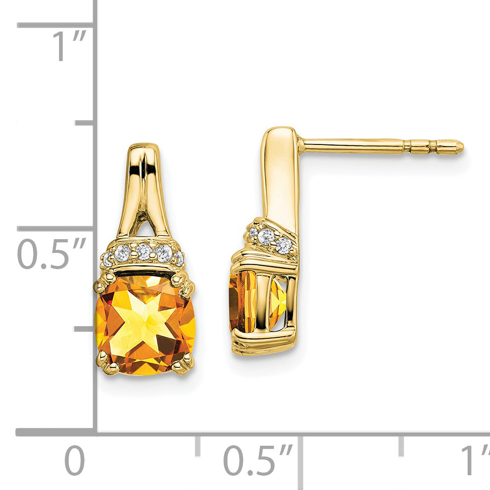 10k Yellow Gold Citrine and Diamond Earrings
