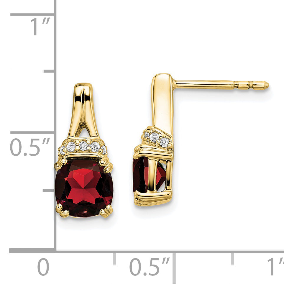 10k Yellow Gold Garnet and Diamond Earrings