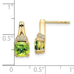 10k Yellow Gold Peridot and Diamond Earrings