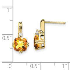 10k Cushion Citrine and Diamond Earrings