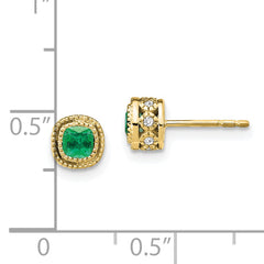 10k Emerald and Diamond Earrings