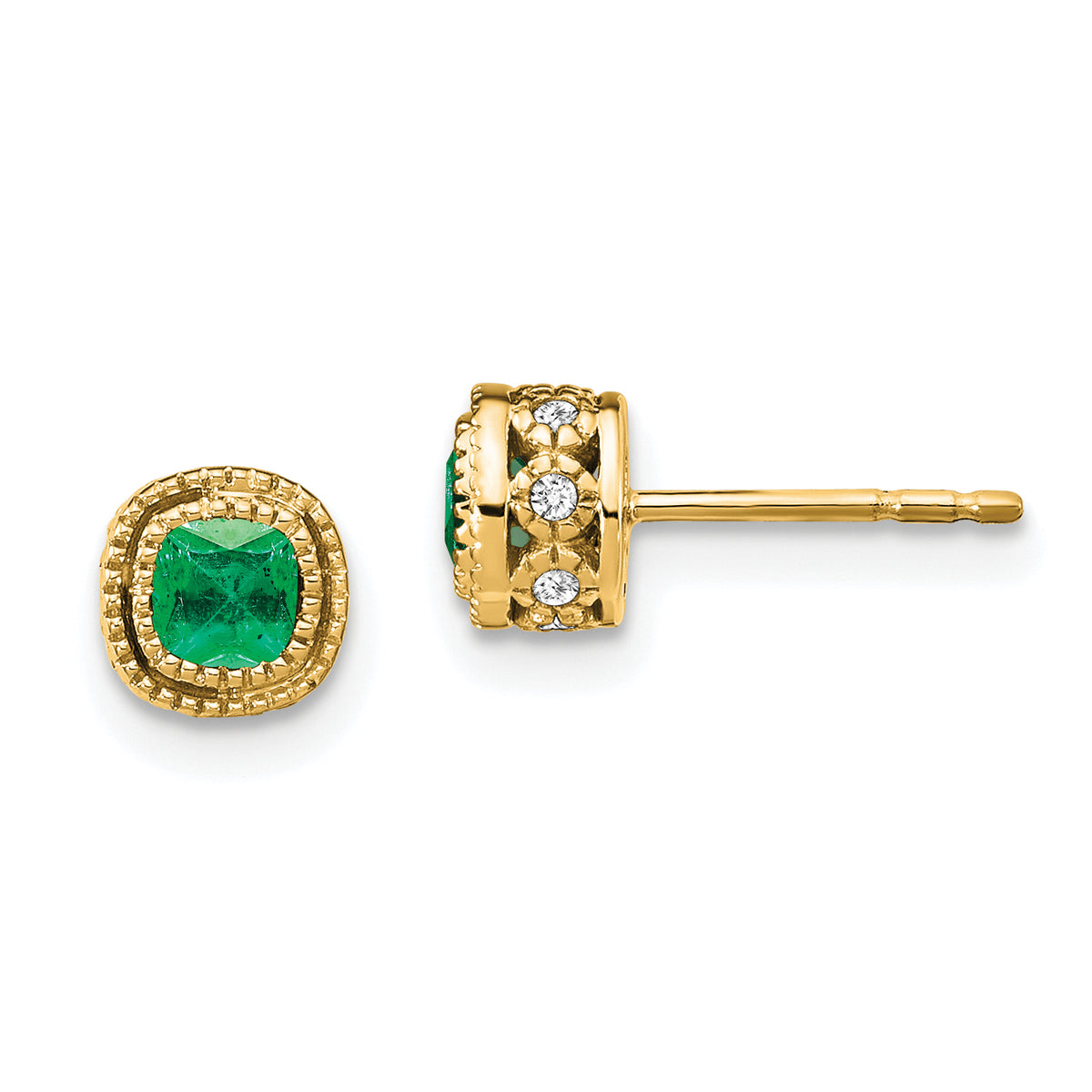 10k Emerald and Diamond Earrings