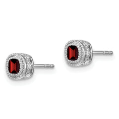 10k White Gold Cushion Garnet and Diamond Earrings
