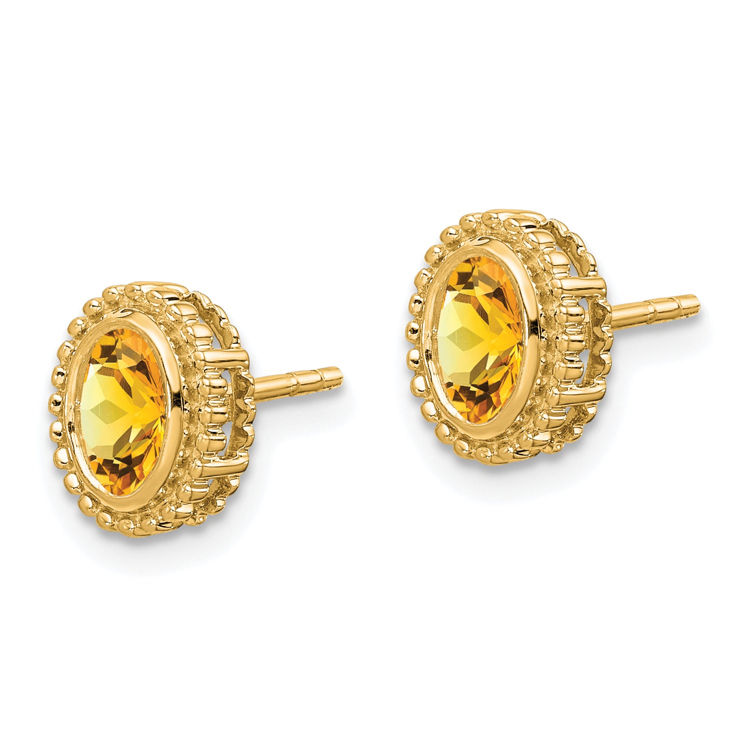 10k Oval Citrine Post Earrings