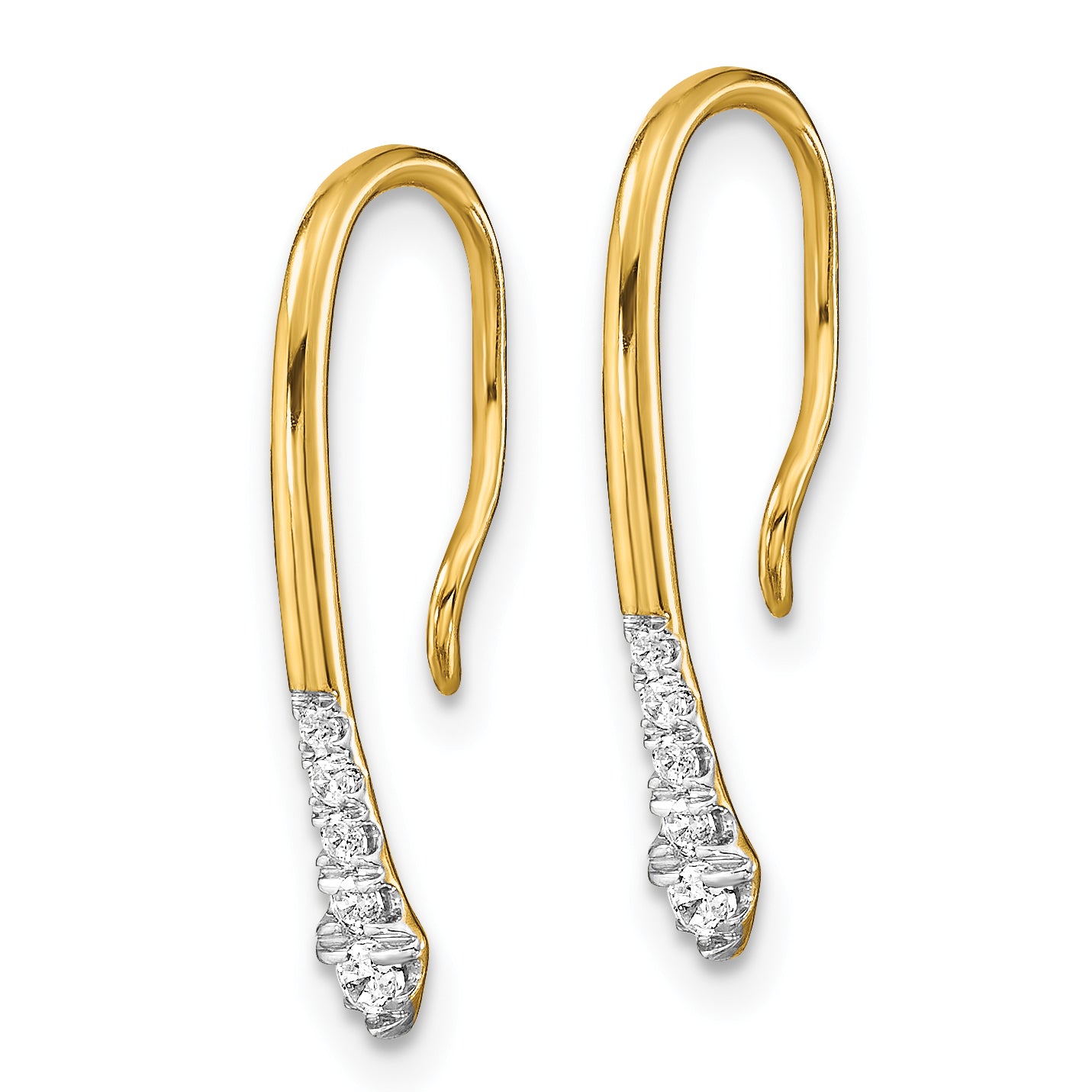 10k Polished Diamond Drop Wire Earrings