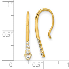 10k Polished Diamond Drop Wire Earrings
