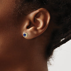 10K Lab Grown Earrings and Bl Created Sapphire Post Halo Earrings