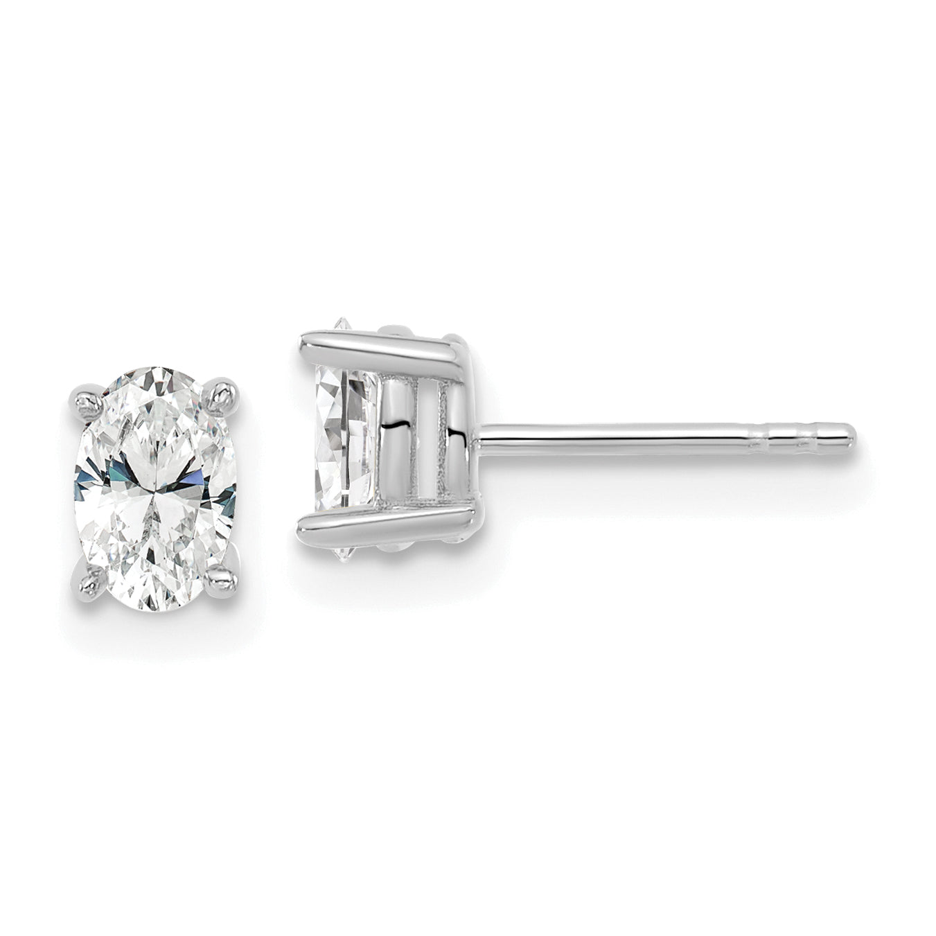 14k White Gold 2/3 carat total weight Oval VS/SI GH Lab Grown Diamond Stud Post Earrings Main image